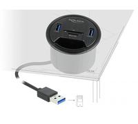 Delock 2 Port Tisch-Hub 2 x SuperSpeed USB Typ-A and Card Reader for SD