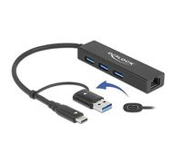 Delock 3 Port USB 3.2 Gen 1 Hub + Gigabit LAN