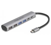 DeLOCK 6 Port USB Hub with 4 x USB Type-A female and 2 x USB Type-C female