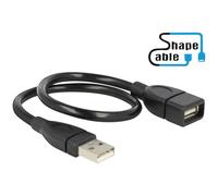 Delock 83498 USB 2.0 Cable A Plug-Socket 0.35m Black Flexible Goos...