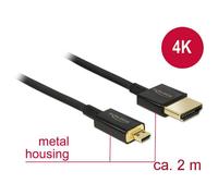 Delock 84783 HDMI-A to HDMI Micro-D Cable 4K 60Hz Slim 2m Black