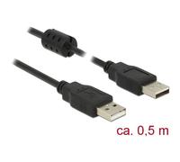 Delock 84888 USB 2.0 Cable Type-A Male to Male 0.5m Black with Fer...