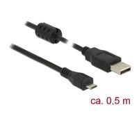 Delock 84900 USB 2.0 Cable Type-A to Micro-B 0.5m Black with Ferri...