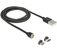 DeLOCK 85723 Magnetic USB Data and Charging Cable Set for Micro USB/Type-C Black 1 m