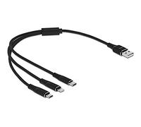 DeLOCK 87152 USB cable 0.3 m USB 2.0 USB A USB C/Micro-USB B/Lightning Black