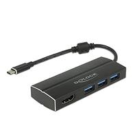 DeLock Adapter USB C 3.1 3x USB 3.0 A Hub + HDMI 4K, Black