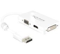 DeLock Adaptor Cable DisplayPort 1.1 Male to 1 x VGA, 1 x HDMI and 1 x DVI 24 + 1 (White)