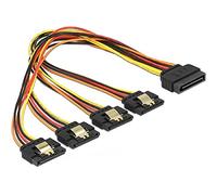 DeLOCK Cable SATA 15pin Male to 4 x SATA 15pin Female - Black/Red