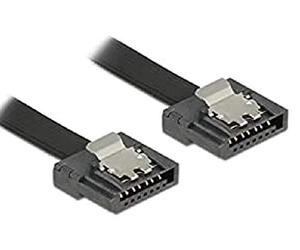 Delock cable, SATA III flexi, 6 Gb/s, 50 cm (black), with metal clips, HQ, extremely flat and flexible FLEXI | schwarz