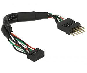 DeLOCK Cable USB 2.0 Post Socket 2.00 mm 10 Pin > USB 2.0 Post Plug 2.54 mm 10 Pin 12 cm