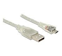 DeLock Cable USB 2.0 Type A Male to USB 2.0 Micro-B Male 2 m Transparent