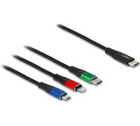 Delock Câble USB de chargement 3-en-1 USB Type-C™ à Lightning™ / Micro USB/USB Type-C™, 1 m