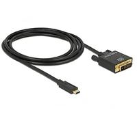 Delock Cable USB Type-C Male to DVI 24+1 Male (DP Alt Mode) 4K 30 Hz 2 m Black