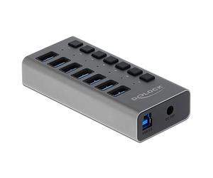 Delock External SuperSpeed USB Hub with 7 Ports + Switch