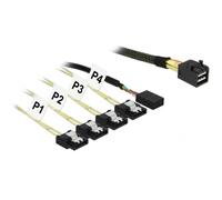 DeLock Kabel Mini SAS HD SFF-8643 > 4 x SATA 7 Pin + Sideband 1 m Metall