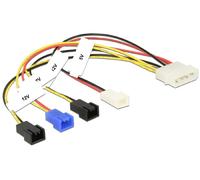 Delock Kabel Stromversorgung Molex 4 Pin Stecker > 4 x 2 Pin Lüfter (12 V / 7 V