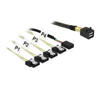 Delock Mini SAS HD SFF-8643 Cable > 4 x SATA 7 Pin + Sideband 1 m Metal