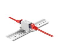 Delock RJ45 Coupling Cat.6A Female to Female with Dust Cover for DIN Rail Mounting Shielded Grey/White
