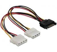 DeLOCK SATA 15pin > 2x 4pin Molex female 20cm
