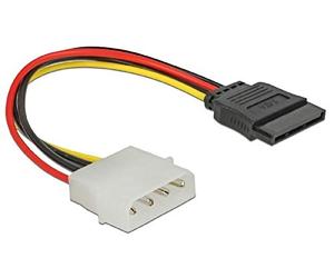 DeLock Stromadapter 4pin auf S-ATA 15pin 12cm Kabel Netzkabel intern 1 x 4 pol Stecker auf 1 x 15 pol/SATA Stecker 0.12 m