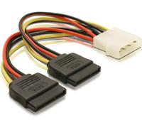 Delock 60102 power cable Molex 4 pin male> 2 x SATA 15 pin female, 16cm