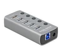 Delock USB 3.2 Gen 1 Hub with 4 Ports + 1 Fast Charging Port + 1 USB-C PD 3.0 Port 63263