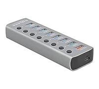 Delock USB 3.2 Gen 1 Hub with 7 Ports + 1 Fast Charging Port + 1 USB-C PD 3.0 Port with Switch and Lighting
