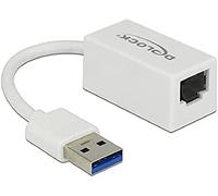 DeLock USB-A 3.1 Gen 1 (Male) RJ-45 Gigabit LAN Adapter White