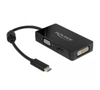 DeLOCK USB-C Multiport Adapter to HDMI/VGA/DVI Monitor 3-in-1, 63925 black
