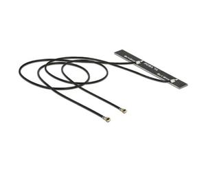 DELOCK WLAN Double Antenna 2 x MHF IV/HSC MXHP32 Compatible Connector 802.11 ac/a/h/b/g/n 5 dBi 250 mm PCB Internal Adhesive Mounting