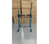 Delog Narrow Folding Walker for Seniors, 3 in 1 Folding Walker with 5” Front Wheels Width Adjustable Compact Standard Walker Support Up to 350lbs, Blue