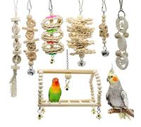 Deloky 7 Packs Bird Parrot Swing Chewing Toys-Hanging Bell Bird Cage Toys Suitable for Small Parakeets, Cockatiels, Conures, Finches,Budgie,Macaws, Parrots, Love Birds