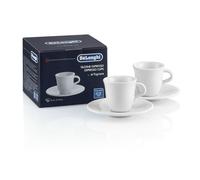 DeLonghi 2x Cups Coffee 70ml By Tognana Porcelain Ceramics White+Saucers