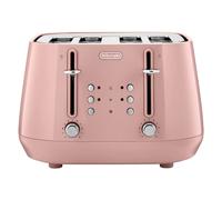 De'Longhi 4 Slice Toaster Pink 1800W Wide Slots Defrost Reheat Easy Clean