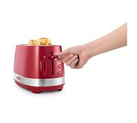 De'Longhi 2 Slice 800W Red Toaster Reheat Crumb Tray Defrost Setting NEW