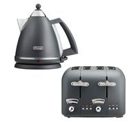 Delonghi Argento 1.7L Kettle & 4 Slice Toaster Set, Grey