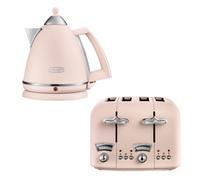 Delonghi Argento 1.7L Kettle & 4 Slice Toaster Set, Pink