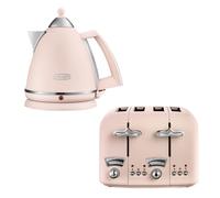 Delonghi Argento 1.7L Kettle & 4 Slice Toaster Set, Pink