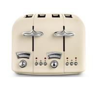 De'Longhi Argento Flora 4-Slice Wide-Slot Toaster with Extra Lift - Beige/Chrome, Elegant and Efficient
