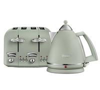 De'Longhi Argento Flora KBX3016 Kettle (3kW) and CTO4 4-Slice Toaster (1800W) (Green)
