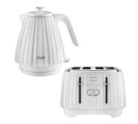 Delonghi 1.7 L Electric Jug Kettle and 4 Slice Toaster Set, Ballerina, White