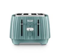 De'longhi Ballerina 4 Slice Toaster, Extra-Wide Slots, Plissé Texture, Laguna Green - CTD4003.GR
