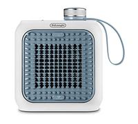 De'Longhi Capsule Desk HFX10B03.LB Mini Ceramic Fan Heater, Quiet, Swivelling Grill, Safety Thermostat, Ideal for Office and Travel, 360 W, Light Blue