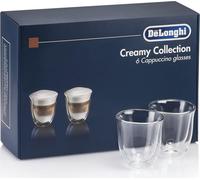 DELONGHI Creamy Collection DLKC301 Double Wall Cappuccino Glasses - Pack of 6, Clear