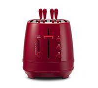 De'Longhi CTLAP2203.R Toaster with Tongs, Progressive Roasting Grade Control, Bright Indicators, Crumb Collector Drawer, Non-slip Feet, Power 550 Watt, Plastic, Red