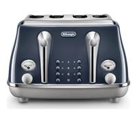 De'Longhi CTOC4003.BL Icona Capitals 4-Slice Toaster with Defrost, Reheat & Bagel Functions