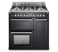 DeLonghi D3VR 908-DF/BL 90cm Dual Fuel Range Cooker, Black, A Rated