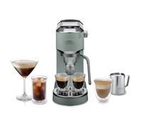 De'Longhi Dedica Duo EC890.GR, Traditional Barista Pump Machine, Espresso And Cold Brew, Manual Coffee Machine With My LatteArt Steam Wand, 15cm Wide, 2 Espresso, Touch Display, Mug up to 13cm, Green