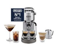 De'Longhi Dedica Duo EC890.M, Traditional Barista Pump Machine, Espresso And Cold Brew, Manual Coffee Machine With My LatteArt Steam Wand, 15cm Wide, 2 Espresso, Touch Display, Mug up to 13cm, Metal