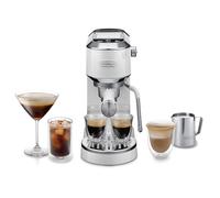 De'Longhi Dedica Duo EC890.WI, Traditional Barista Pump Machine, Espresso And Cold Brew, Manual Coffee Machine with My LatteArt Steam Wand, 15 cm Wide, 2 Espresso, Touch Display, Mug up to 13cm, White